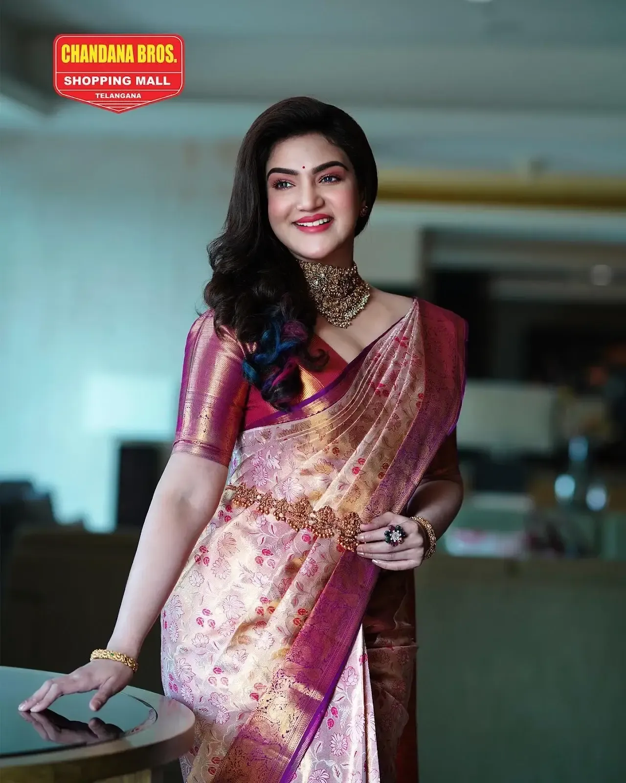 HONEY ROSE IN RED SAREE AT CHANDANA BROTHERS SHOPPING MALL LAUNCH 7